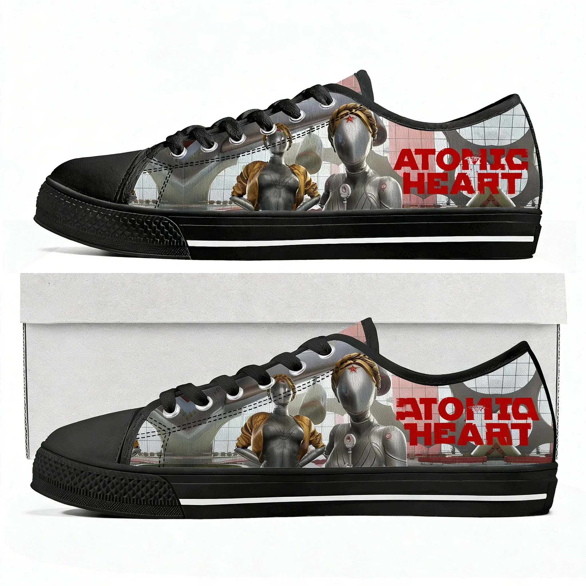 

Atomic Heart Low Top Shoes Men Women Teenager Sneakers Canvas High Quality Sneaker Casual Customized Couple Shoe Black Sole