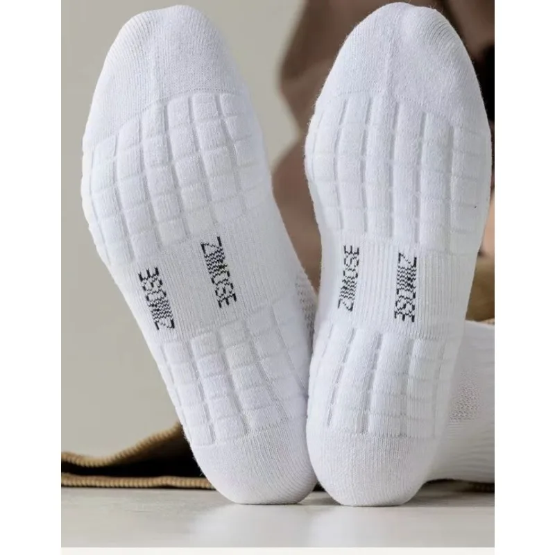 1pairs Socks Men's Cotton Deodorant Winter Towel Bottom with Velvet Mid-tube White Stockings Thickened Sports Basketball Socks