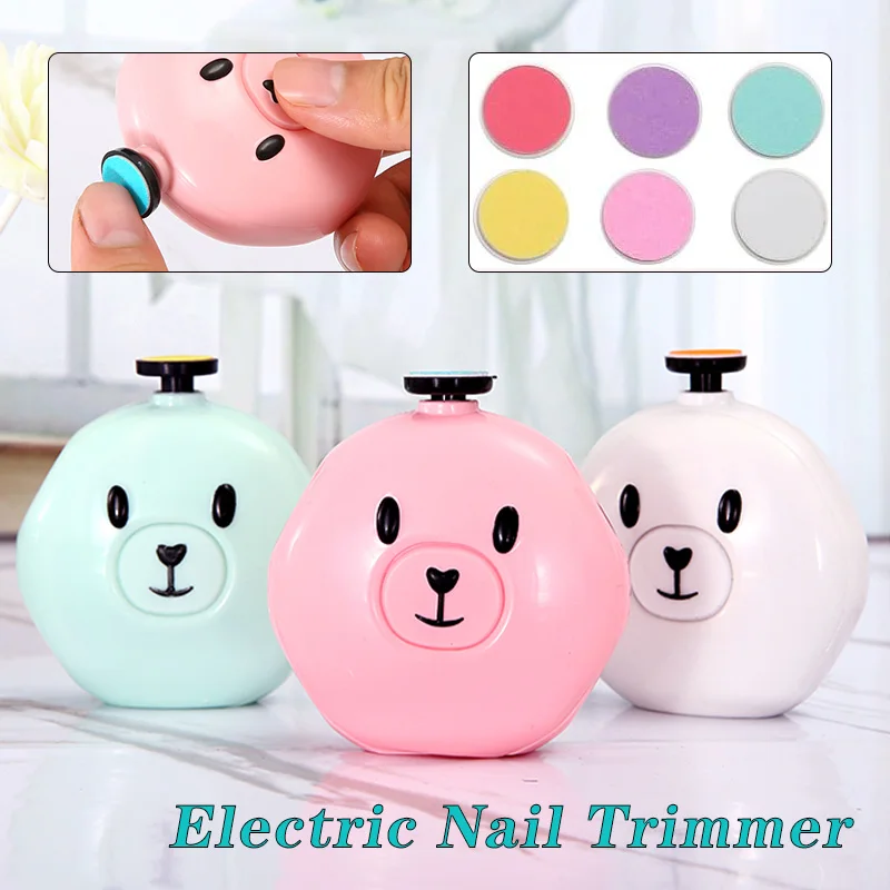 6PCS Grinding Heads Electric Baby Nail Trimmer Kid Nail Polisher Tool Baby Hygiene Kit Baby Nail Clipper Cutter For Newborn