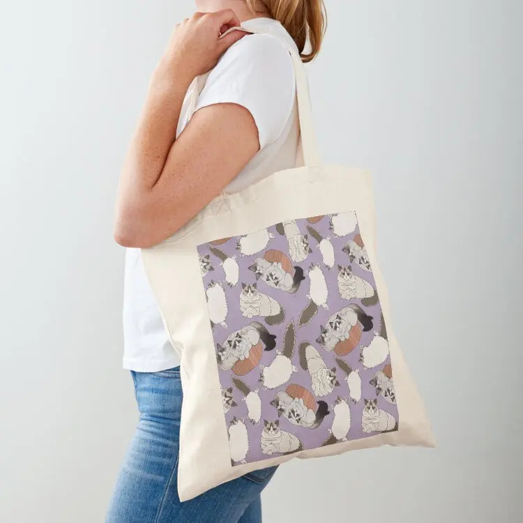 

Ragdoll Cats Seamless Pattern - Lavender Tote Bag custom bags sac pour femme canvas tote bags bag for beach