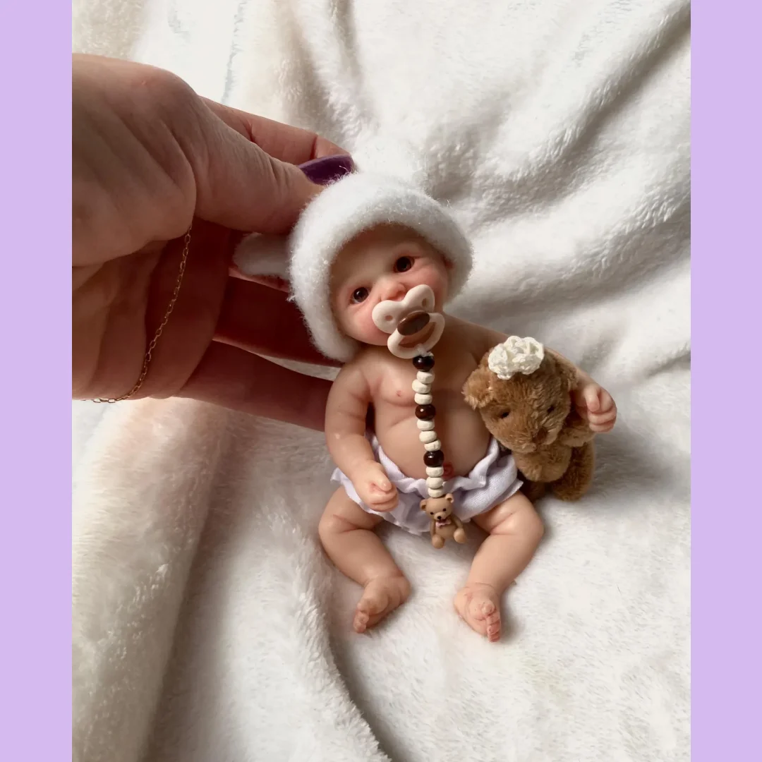 Kann den Mund öffnen, 15,2 cm, kuschelige Mini-Palmen-Silikon-Reborn-Mädchen- und Jungenpuppe, handgefertigte Vivienne Bebe-Reborn-Puppe als Geschenk für Kinder