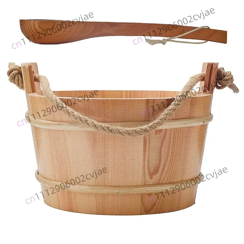 Sauna 4L bottomed sauna bucket, wooden spoon, sauna accessories accessories, dry steam room