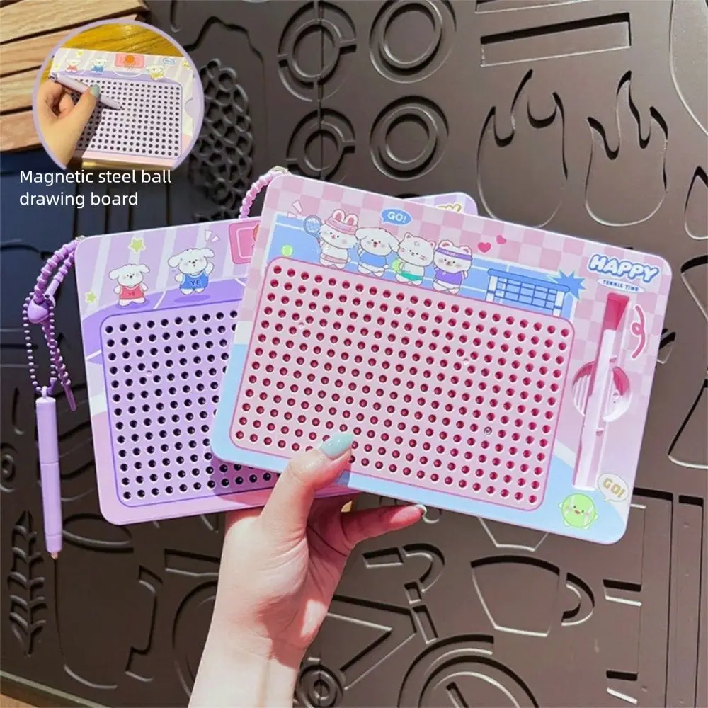 Cute Magnetic Steel Ball Drawing Board Puzzle Cartoon Writing Pad Bag Pendant Sketch Pad Fun Backpack Key Chain for Backpack