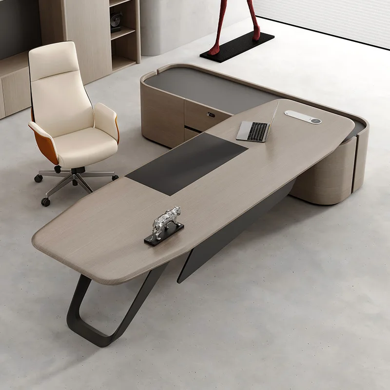 New boss desk, president desk, simple modern, high-end class desk, office atmosphere, single office chair combination