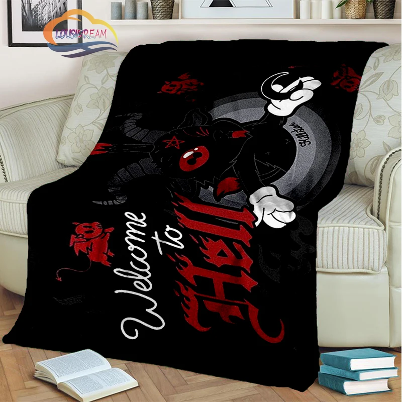 Satanic Skull Inverted Pentagram Blanket -Goat demon Baphomet Flannel cashmere blanket-Gothic  Portable Warm