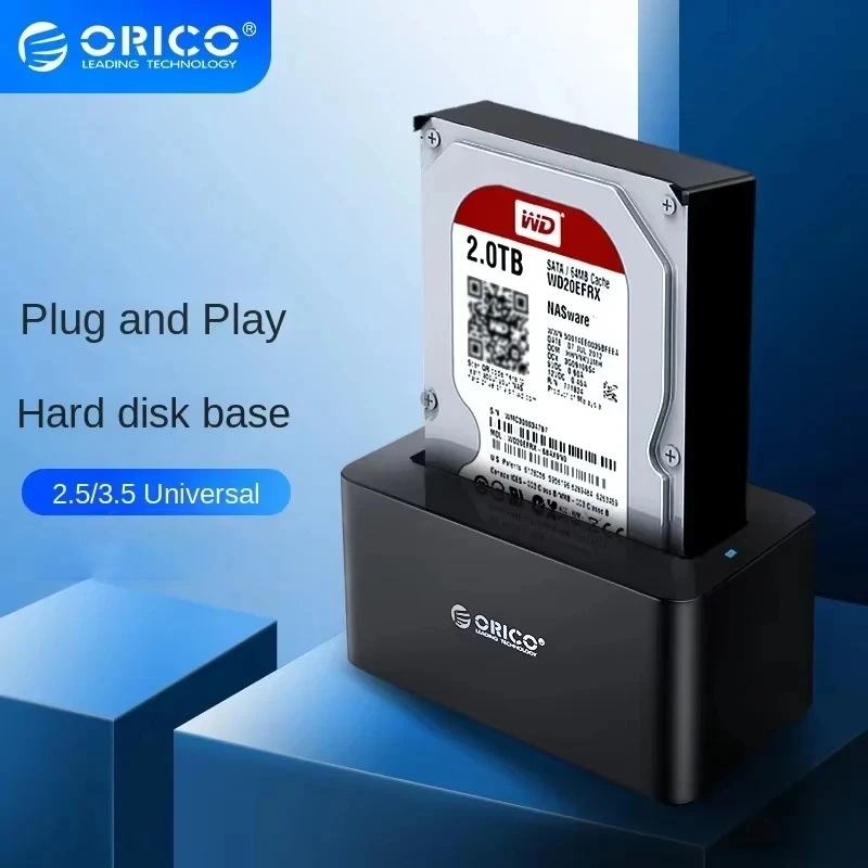 

Док-станция для жестких дисков ORICO, корпус для жестких дисков SATA с интерфейсом USB 3.0 для 2,5/3,5-дюймовых HDD/SSD с адаптером питания 12V2A