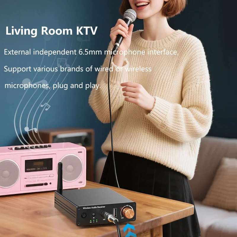 Bluetooth 6,0 Audio Receiver Sender Wireless Audio Adapter U-Disk 6,5 MM Karaoke Drahtlose Musik Verstärker Für Lautsprecher auto