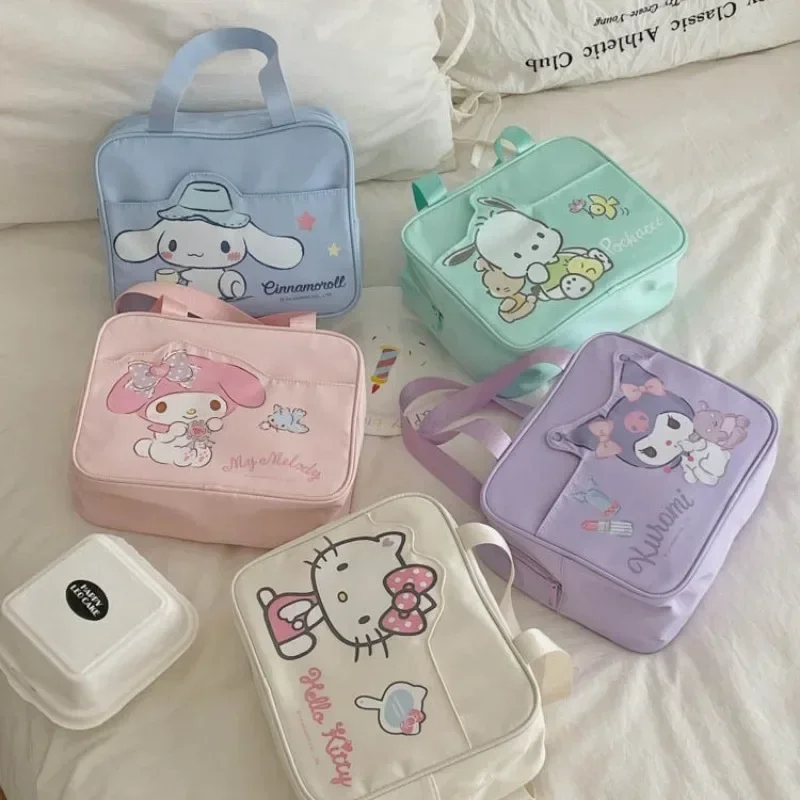 Hello Kitty My Melody Anime Kawaii MINISO Ins Fashion Storage Bag Cute Cartoon Cinnamoroll Portable Handbag Toys Gifts for Girls