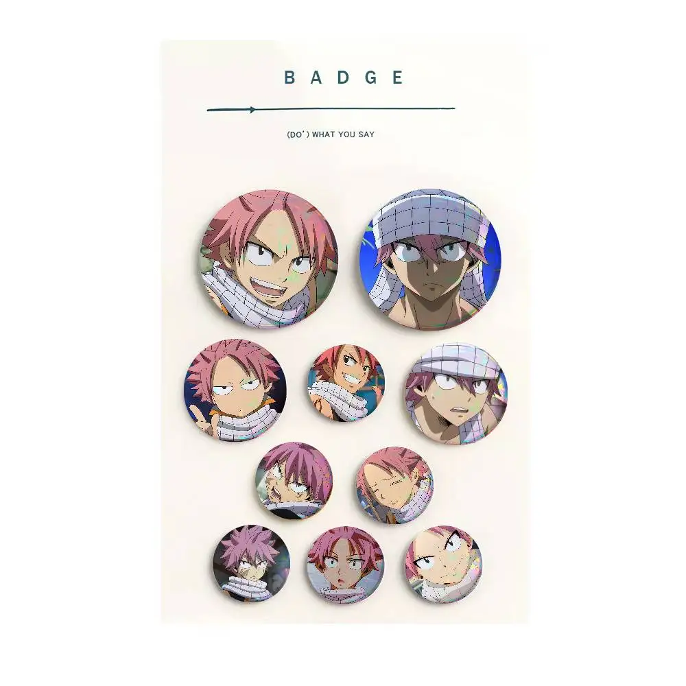 Natsu Dragneel Round Button Badge Pin Set Anime Cartoon Game Music Cool Fashion Brooch for Backpack Clothes Hat