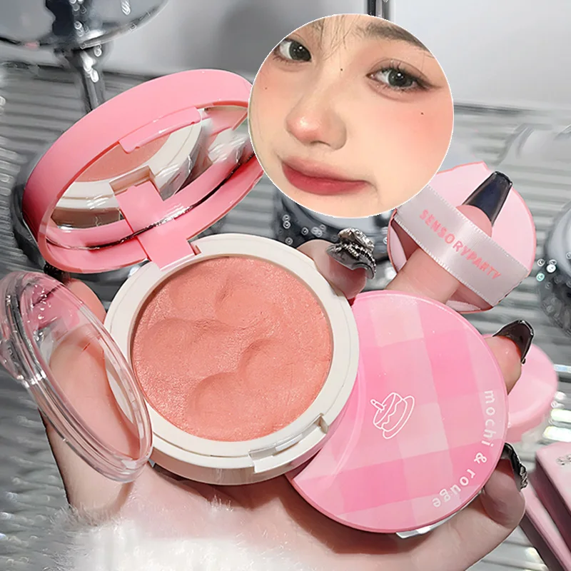 Cream Air Cushion Blusher Mud Soft Tender Girl Monochrome Peach Orange Rouge Cheek Tint Mousse Matte Blush Palette With Puff