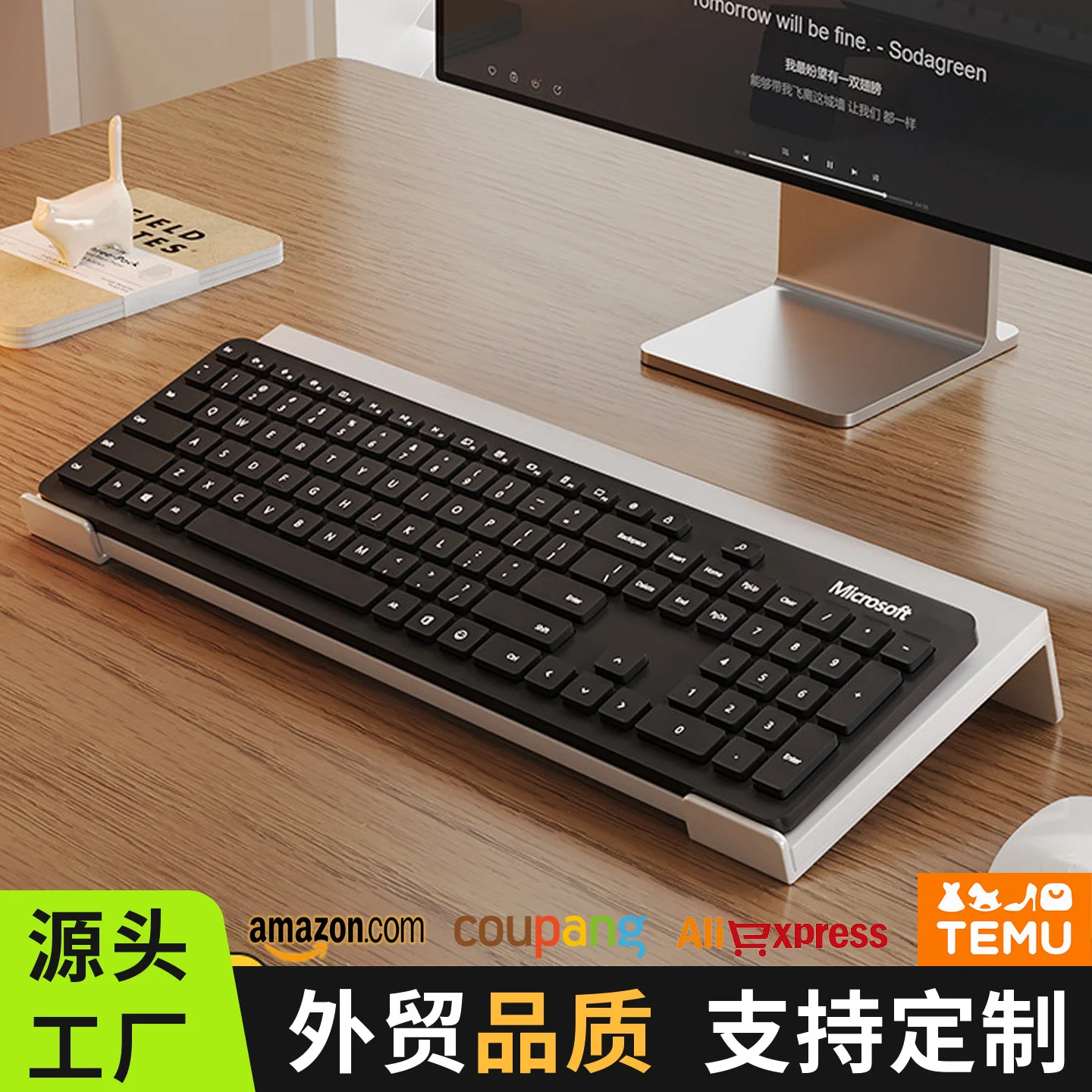 Under Desk Keyboard Tray Pull Out Holder Sliding Rails Computer Home Office Student Dormitory