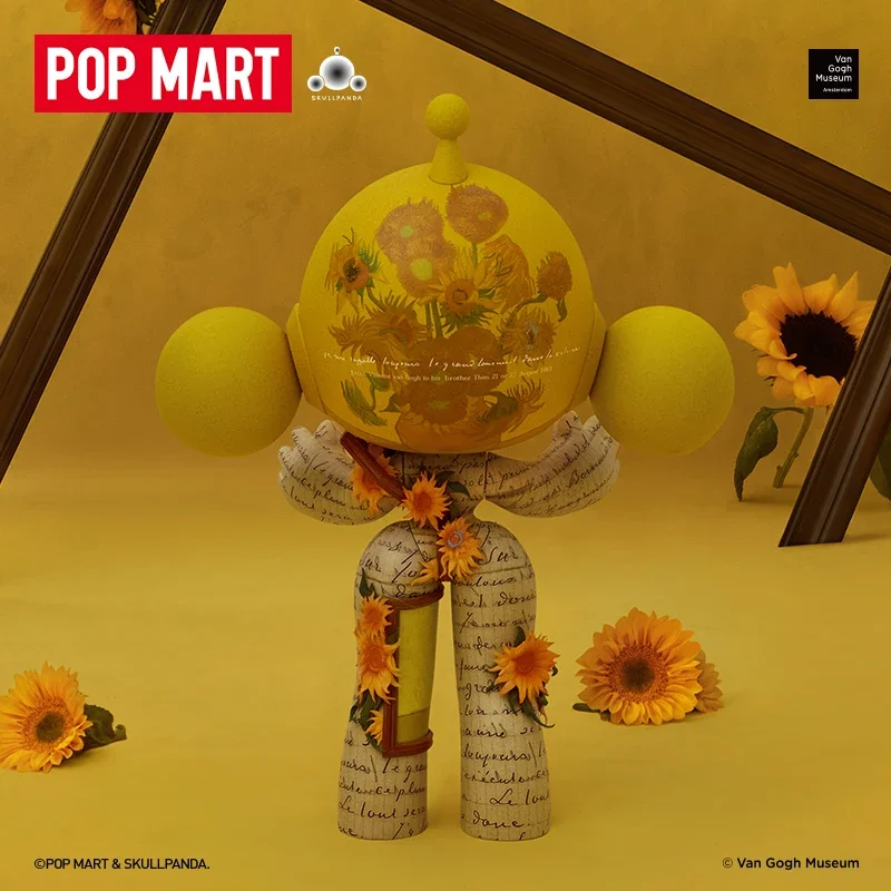POP MART MEGA SKULLPANDA 400% ซีรีส์ดอกทานตะวันจากพิพิธภัณฑ์แวนโก๊ะ กล่องสุ่มฟิกเกอร์ของสะสม ของตกแต่ง ของเล่นแบบสุ่ม