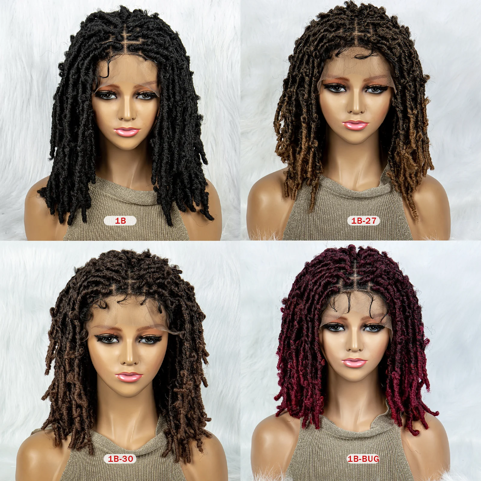 Synthetic Lace Front Wig Braided Wigs Dreadlock Wig 16 inches Short Knotless Butterfly Locs Wigs for Black Women Synthetic Wig