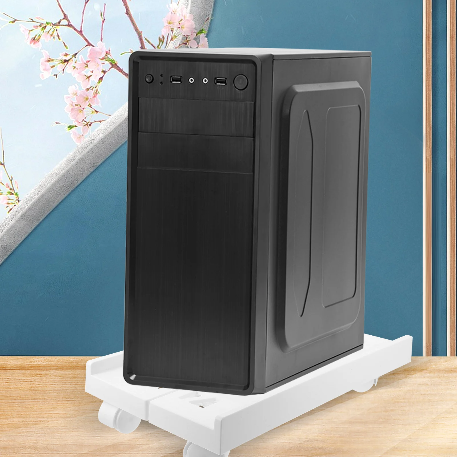 Computer Host Stand Desktop Mobile Cart for Tower with Wheels Laptop Holder Pylon