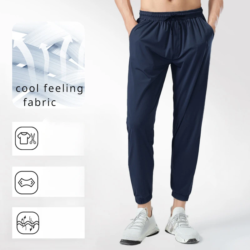 Men Long Pants Dray Fit Sportswear Jogging Summer Thin Quick Drying Ice Silk Plus Size Running Fitness Gym Training Sport Pants