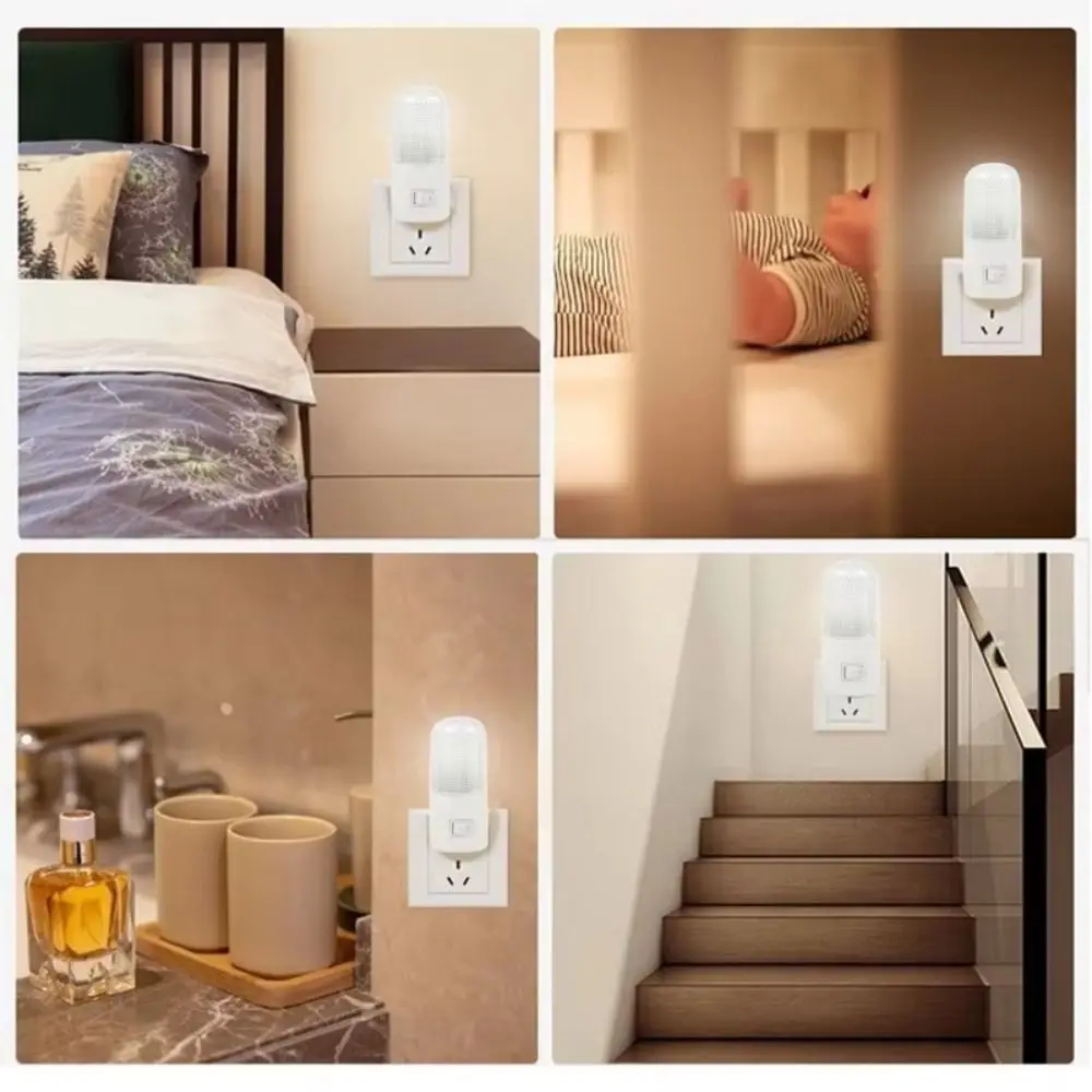 

3W Plug-in Night Light Energy-saving with Switch European Standard Night Light White LED Soft Glow Bedside Lamp