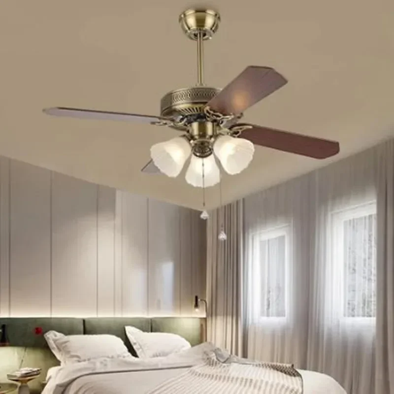 

110 Volt 42 Inch American Retro Ceiling Fan Light Remote Control Bedroom E27 Bulb