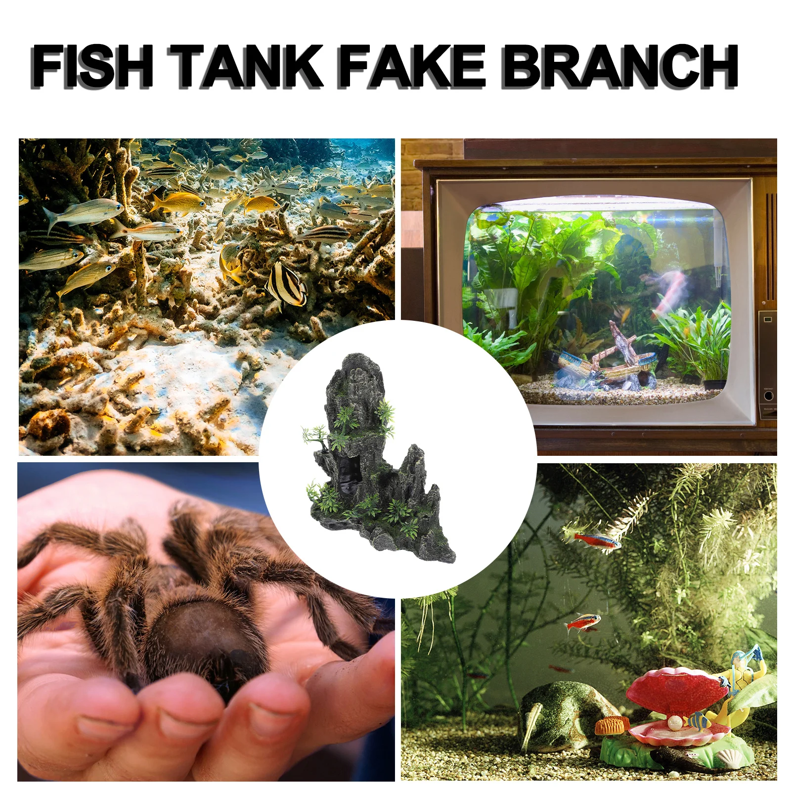 Resin Artificial Hill Aquarium Decor Fish Tank Ornament Natural Lively Atmosphere Fine Workmanship Lightweight Compact