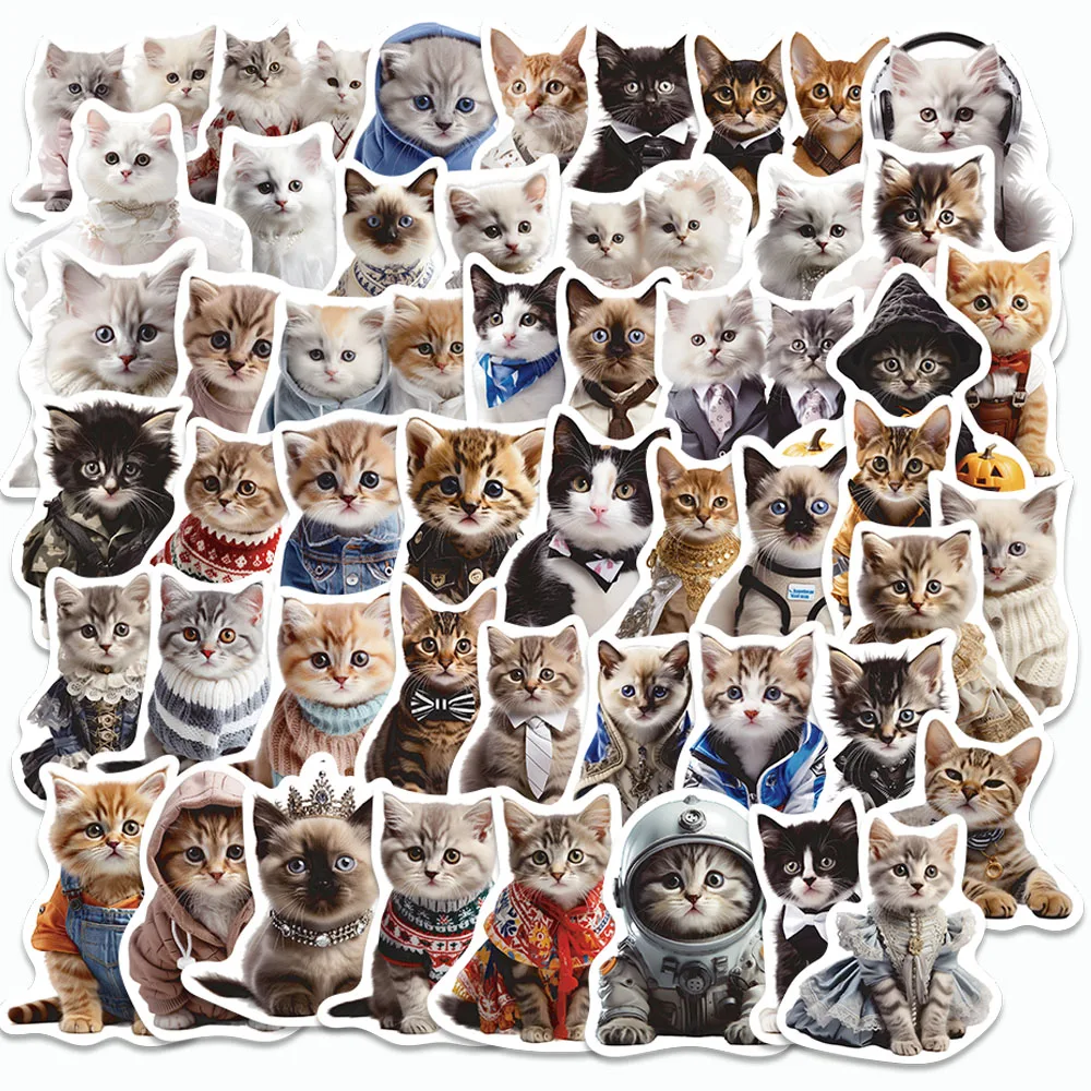 

50PCS Kitty Fashion Show Stickers Cartoon Animals Graffiti Decals For IPad Luggage Skateboards Jukebox Guitar Decoration Sticker