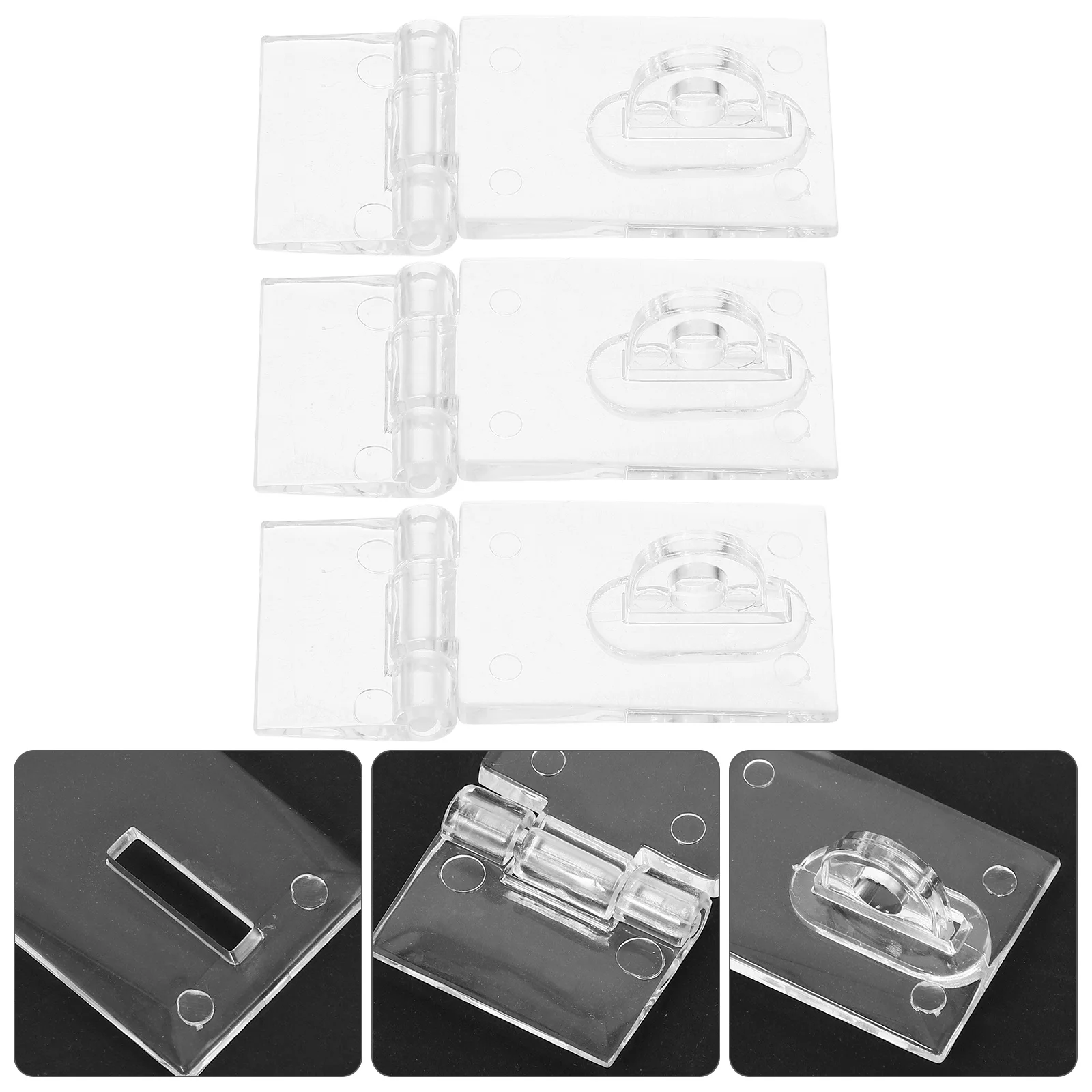 

3Pcs Transparent Acrylic Hasp Latch Buckle Clear Lock for Door Window Small Jewelry Box Cabinet Hardware Security Set