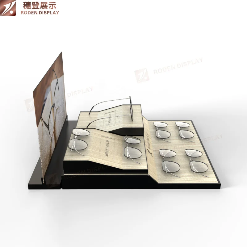 custom.New Eyewear Display Rack Optical Shop in Wood Texture