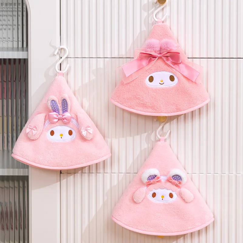 

Sanrio My Melody Coral Velvet Hand Towel Hanging Cartoon Hand Towels Water-Absorbent Kitchen Decor Quick-Drying Kids Towel Gifts