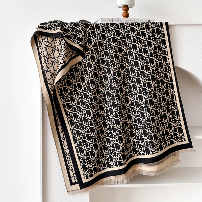 جديد إلكتروني تصميم شتاء دافئ الكشمير الأوشحة الجاكار عالية الجودة المرأة رشاقته التفاف شال السيدات الصوف الباشمينا وشاح #2