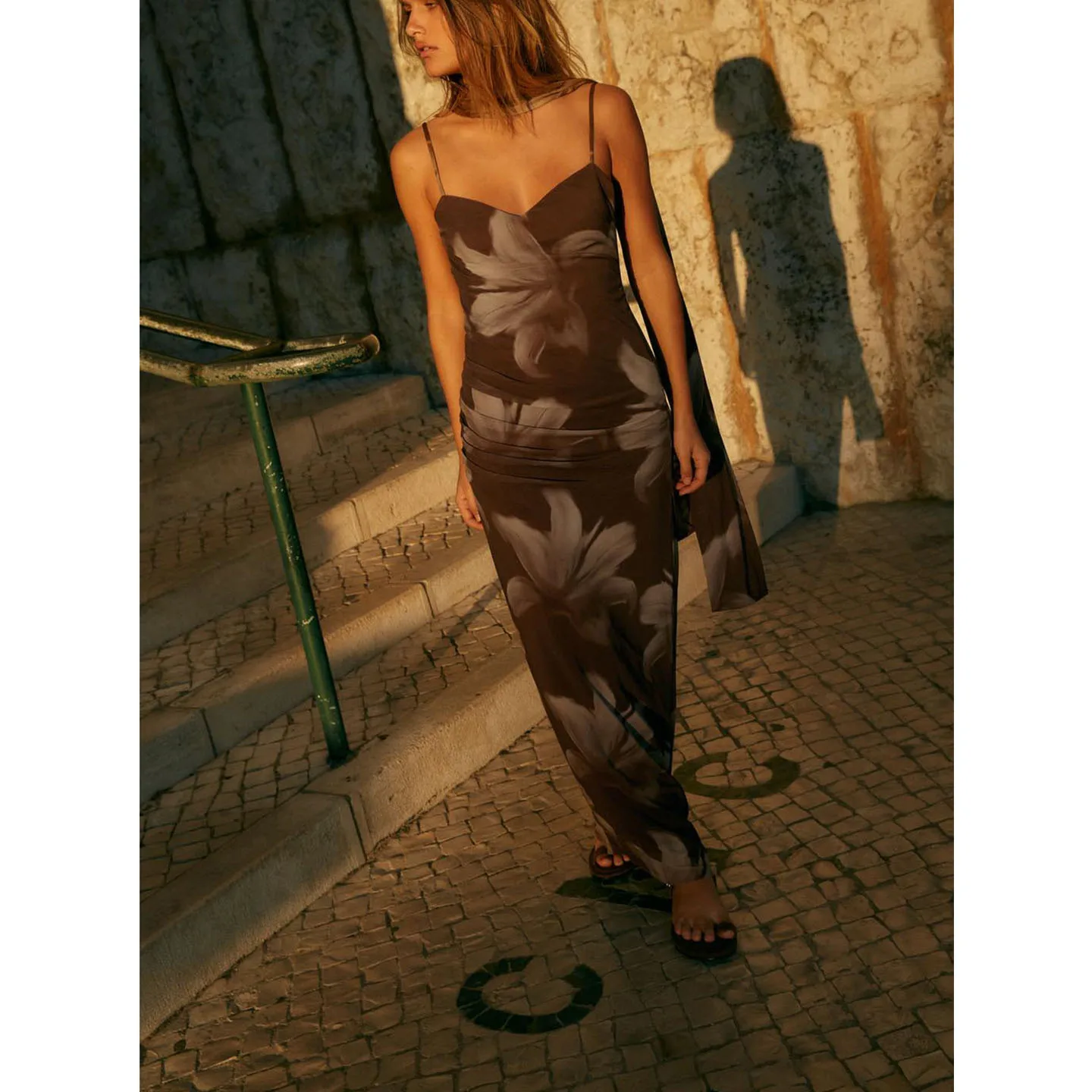 Herfst nieuwe collectie dames Dr met zijden netto sjaal print V-ne Svel Midi Dr Ci woon-werkverkeer geschikt dames