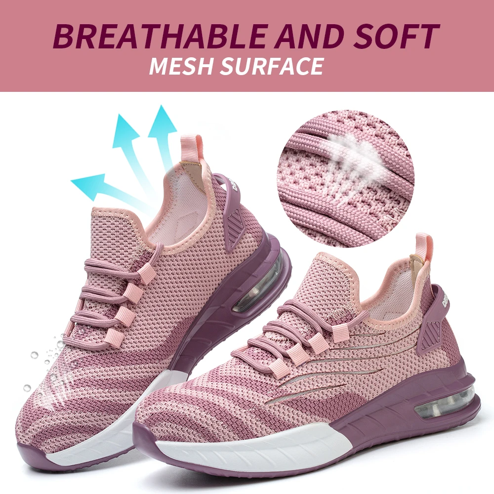 New Women Safety Shoes Anti-smash Anti-puncture Work Shoes Breathable Lightweight Work Sneakers Indestructible Women Shoes Boots