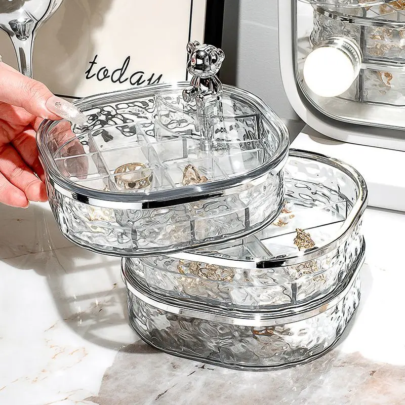 

Jewelry Storage Box Rotating Earrings Necklace Earrings Jewelry Box 2024 New High-end Exquisite Transparent Jewelry Box