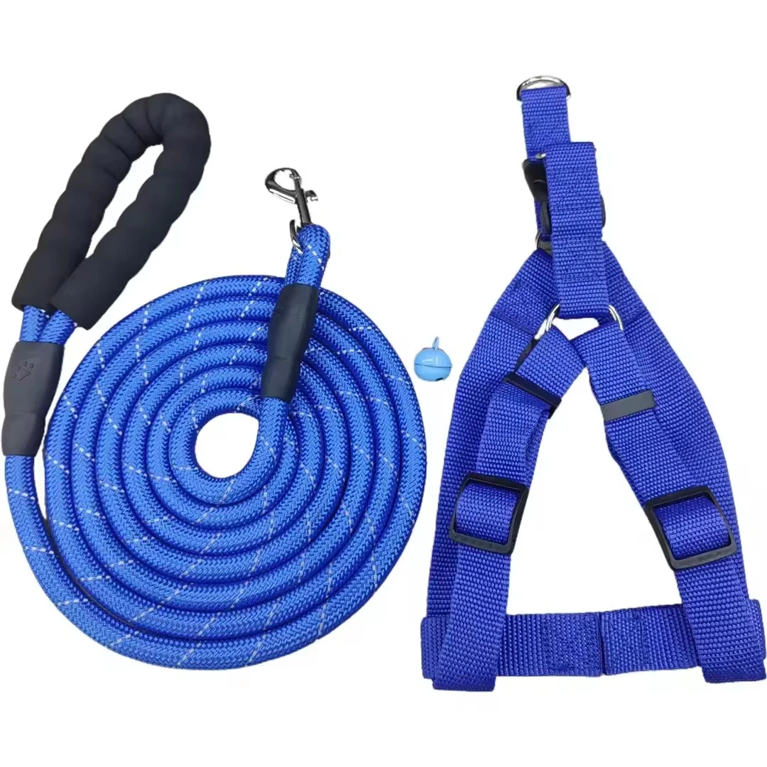 

Reflective Nylon/PP/polyester Rope Leash With Spring Hook Pet Collar Dog Leash And Harness Set