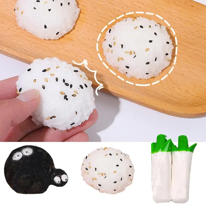 Briquettes Scallions Rice Ball Food Creative Simulation Squeeze Stress Relief Toys For Kids Adults