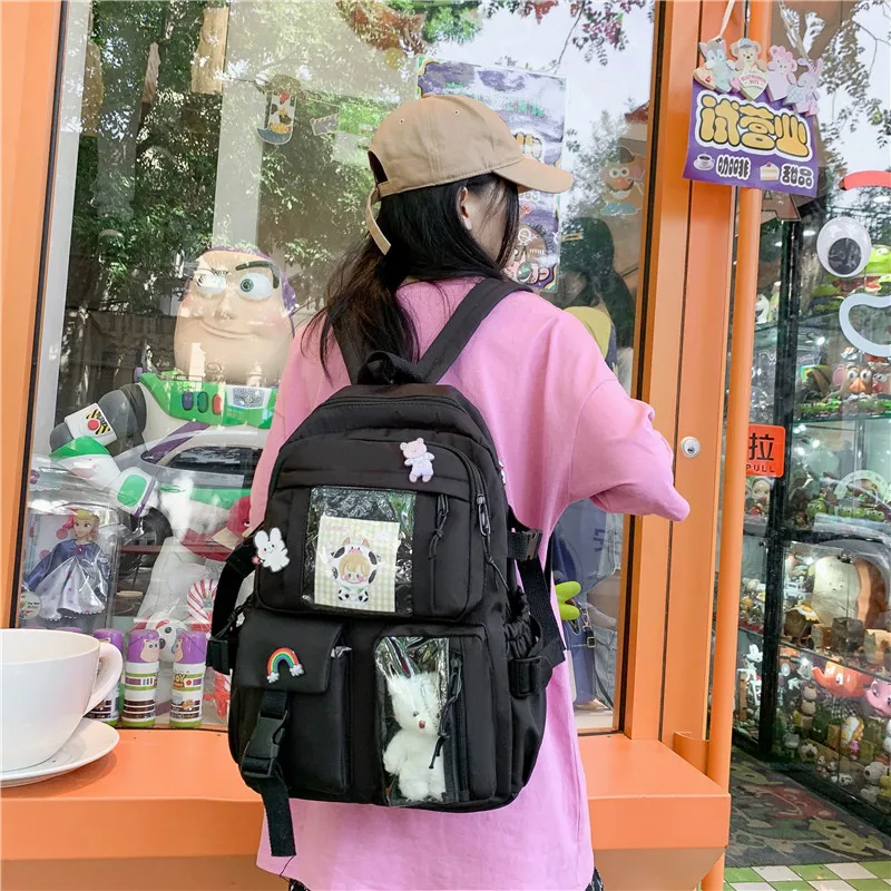 Retro Cartoon fashion backpack women cute casual backpack Harajuku Trend students backpack Nylon Fabric Waterproof school bag