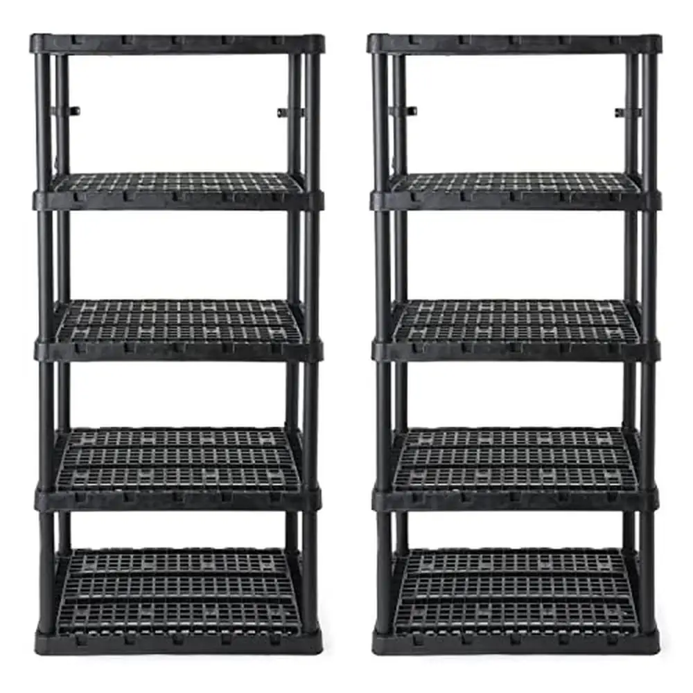 

5 Tier Ventilated Heavy Duty Storage Unit Organizer System Trapezoid Shape Black 2 Pack Durable and Easy Assembly 24"x36"x72"