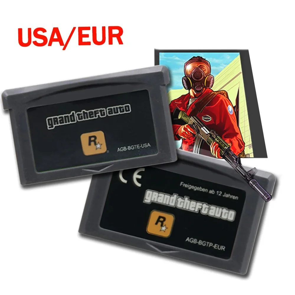 

GBA Game Cartridge Video Game Console Card Grand Theft Auto Advance Retro Handheld Games US Version EU Version 32-Bit