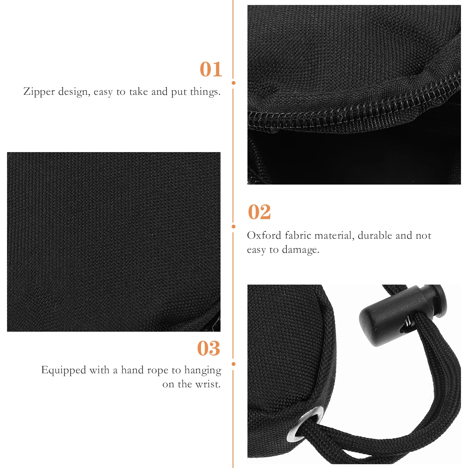 

Outdoor Key Bag Premium Oxford Fabric Durable Storage Pouch Travel School Work Cash Holder Foldable Black