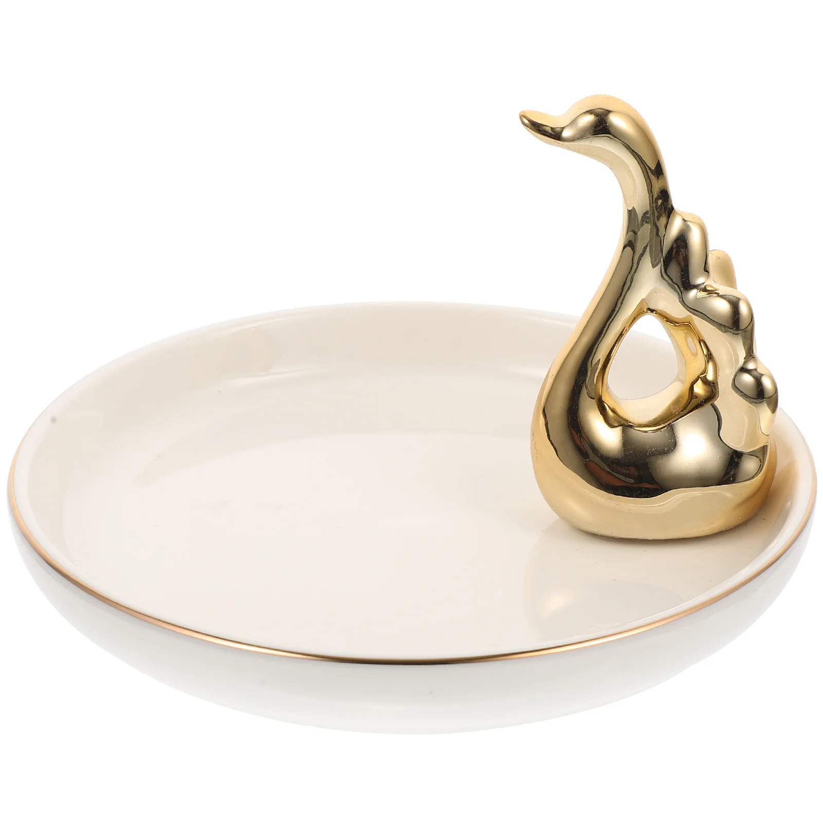 Stylowa ceramiczna taca na biżuterię w kształcie łabędzia, organizer na naszyjniki dla kobiet, talerzyk na biżuterię, dekoracja na biurko, prezent urodzinowy.