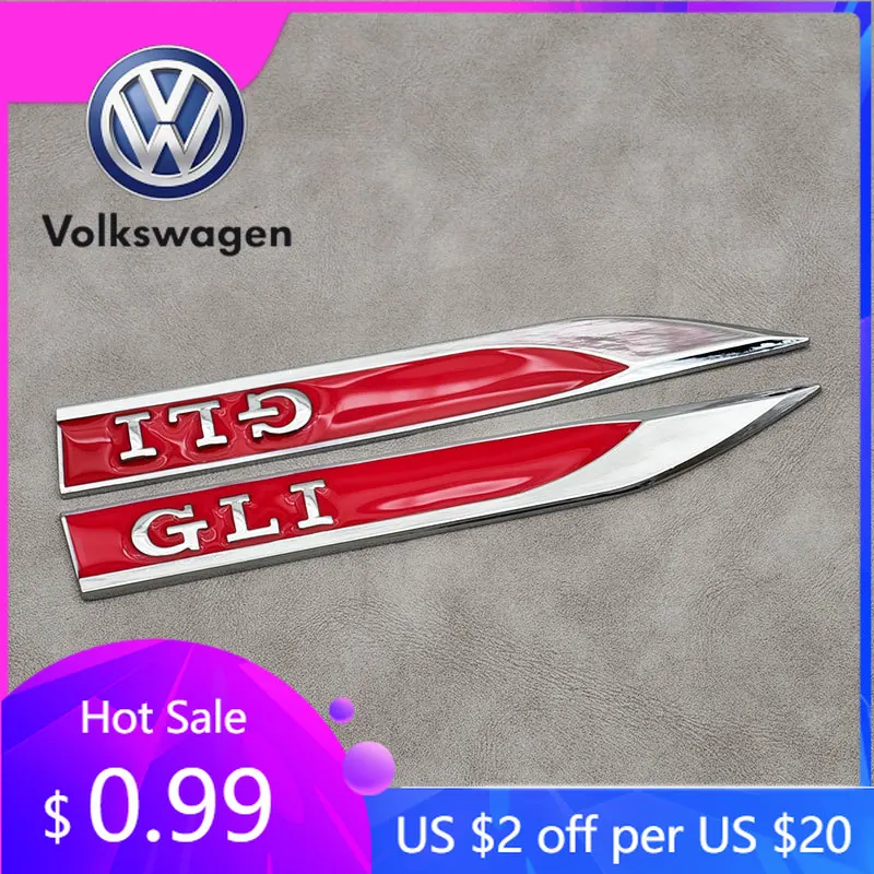 

Для VW Volkswagen Jetta MK5 Golf 2 шт. Металлическое автомобильное крыло, боковой значок, наклейка, эмблема для Volkswagen VW GLI, логотип Golf 7 6 5 Sagitar J