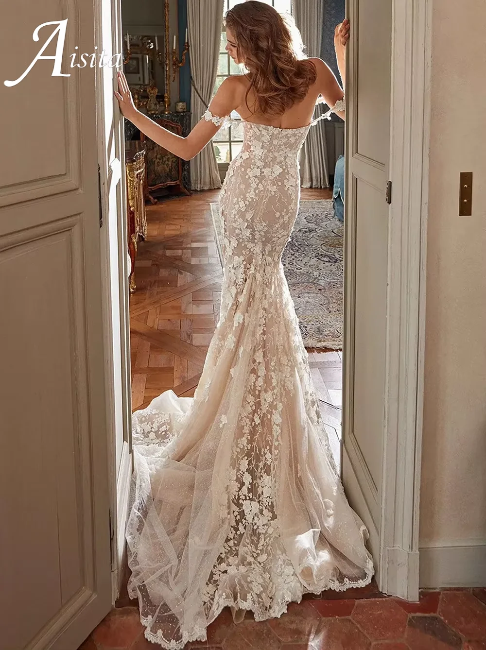 Apliques personalizados querida cintas de espaguete vestido de casamento apliques vestido de noiva longos vestidos de casamento mangas compridas 2025