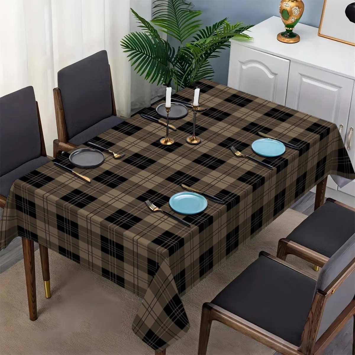 Jit, 1pc Classic Checkered Tablecloth - Suitable for household tablecloths, dining tables,table mats, and coffee table coverszyc