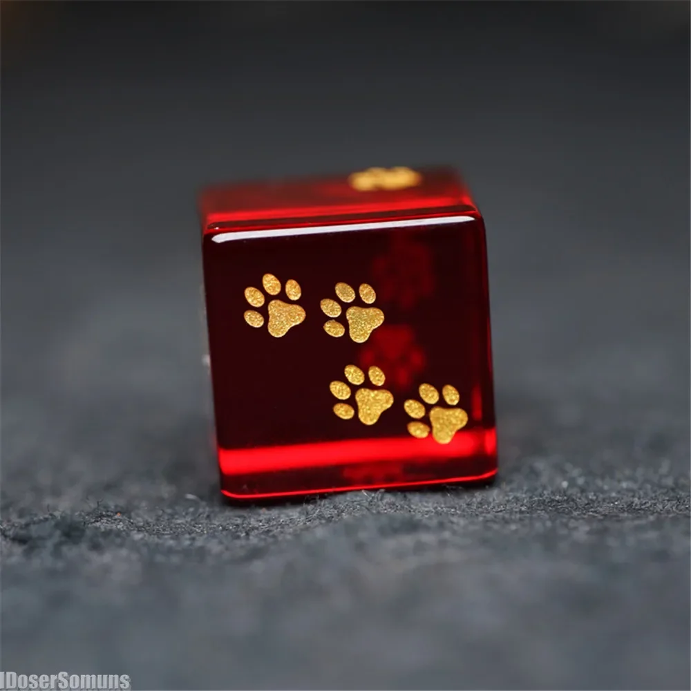 6 Sided Jeweled Cat's Paw Dice COC Cthulhu Runner Tabletop Game DND Dungeons & Dragons 7-Piece Multi-Sided D6TRPG