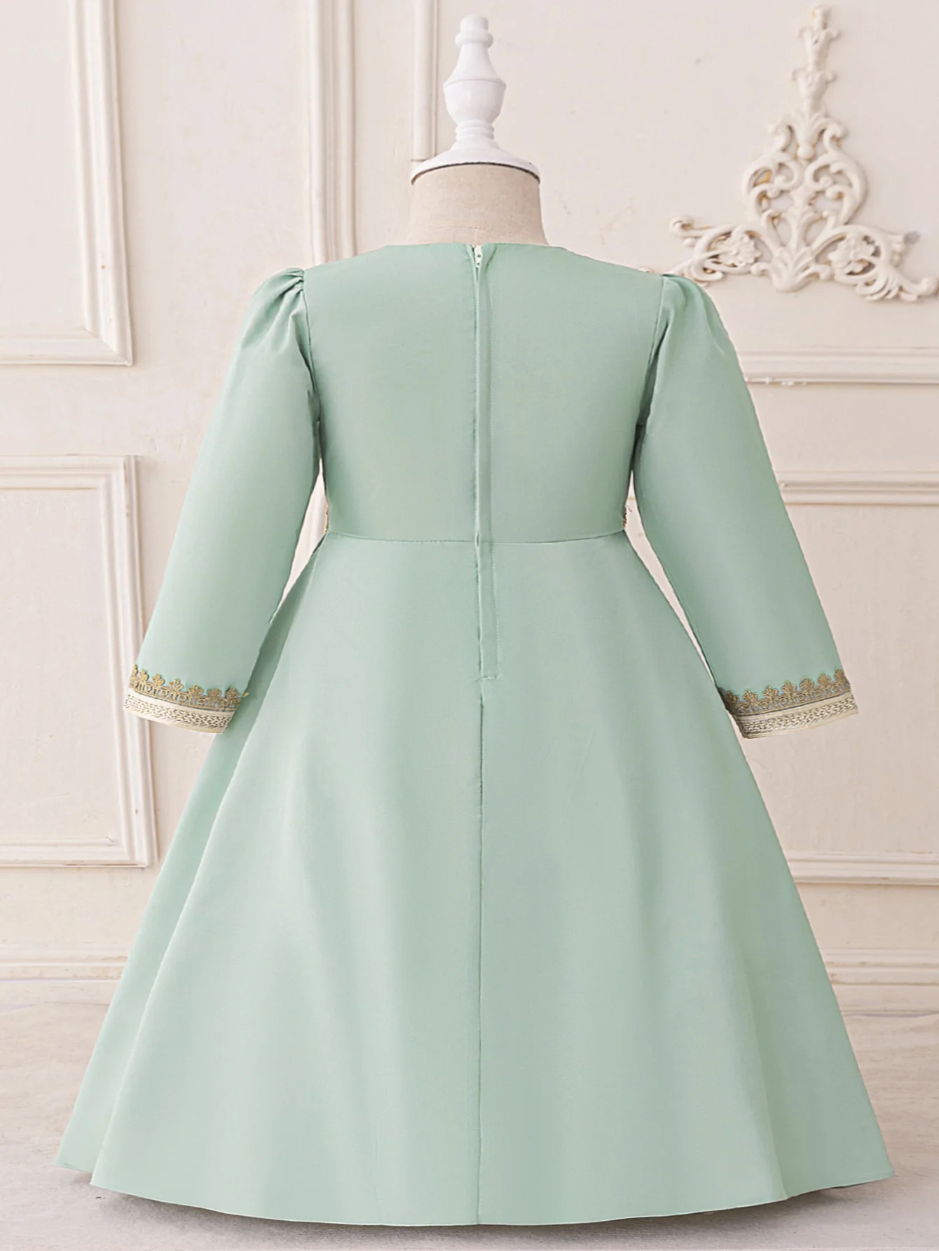 Long Sleeve Ramadan Muslim Baby Girl Dress Dubai Eid Prayer Arab Robe Enfant Party Princess Dress Girls Flower Prom Kids Clothes