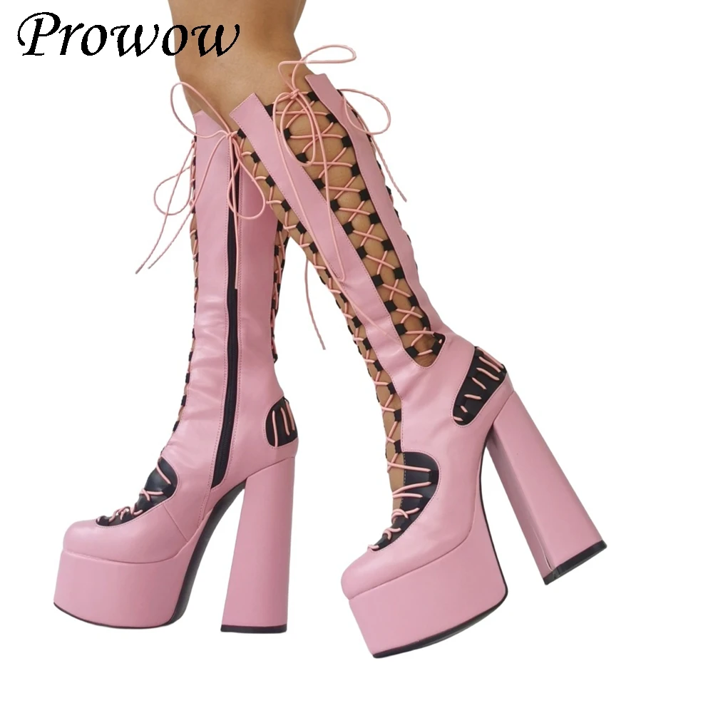 

Сексуальные сапоги до колена на платформе со шнуровкой, женская обувь Zapatos Mujer