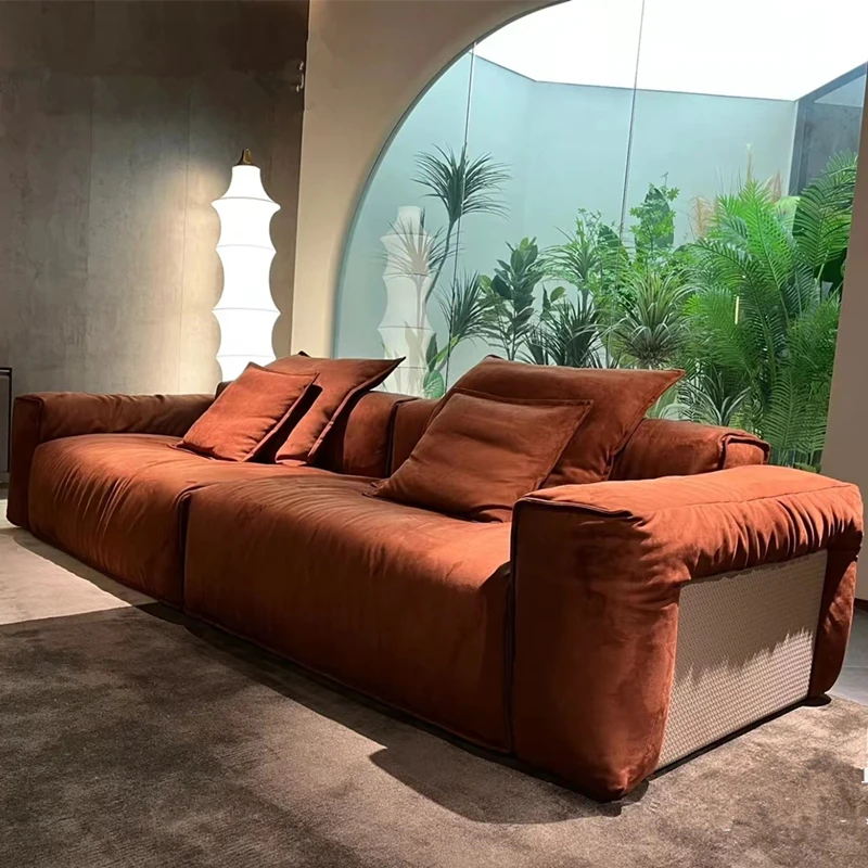 

Fabric velvet sofa light luxury wind living room down sofa model room straight sofa