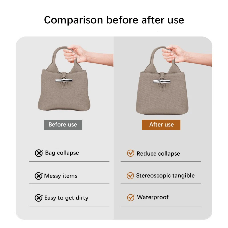 EverToner Per Borsa Roseau a lungo termine Borsa con inserto in carta Dupont Borsa con inserto per riporre borse per trucco Supporto Shaper Organizer Accessorie