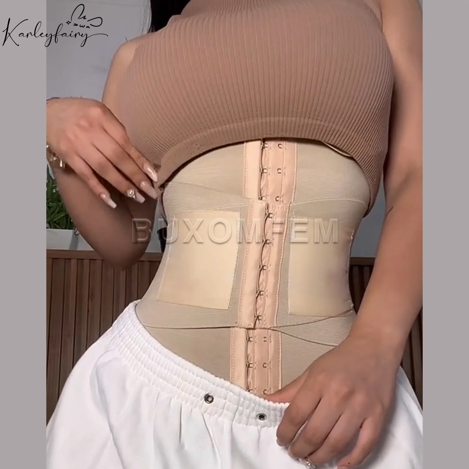 Double Tummy Control Stretchy Colombian Girdles Abdomen Shaped Up Waist Trainer Post Surgery Adjustable Tummy Belt Waist Trimmer