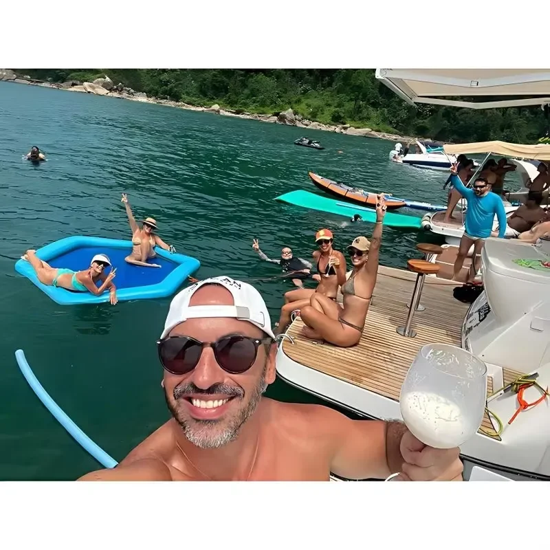 Hexagon Inflatable Water Hammock for Adults Floating Raft Dock Platform with Mesh Heavy Duty Water Float Dock