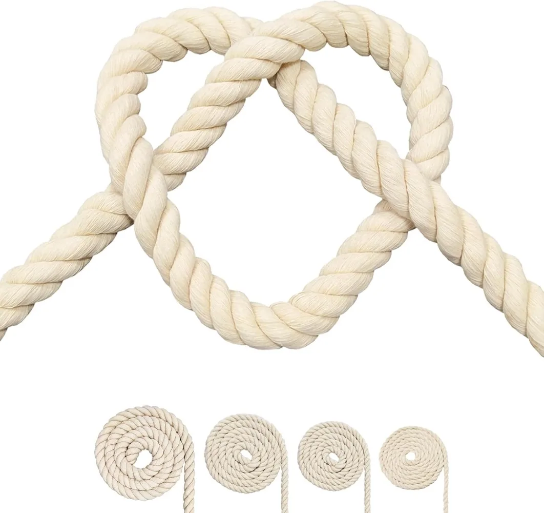 

Хлопковый шнур, черный хлопковый трос, трехпрядный крученый шнур для макраме (бежевый, 6 мм x 16 футов)