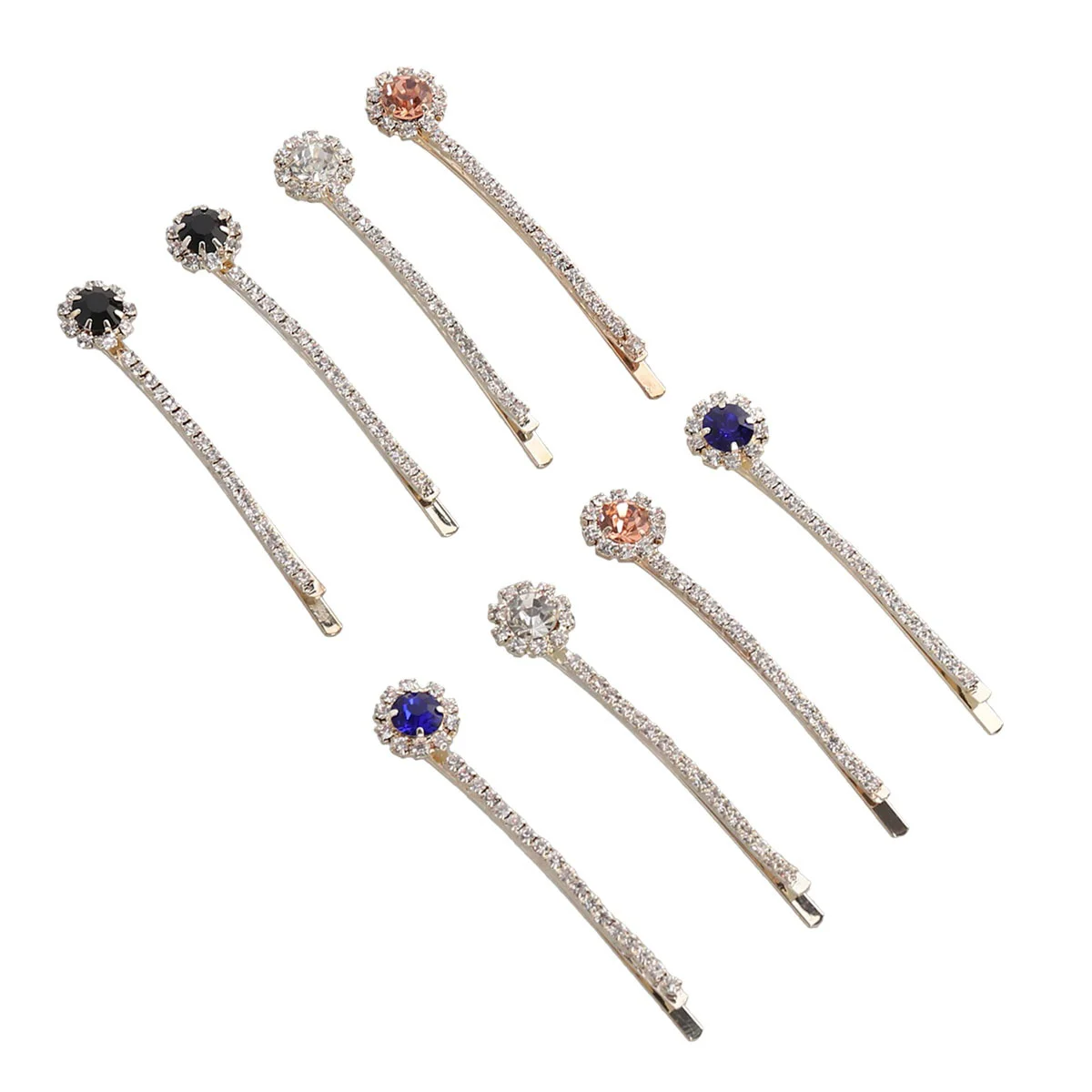 

8 Pcs Rhinestone Bobby Pins Metal Hair Clips Girls Snap Hairpins Kids Barrettes Crystal Child