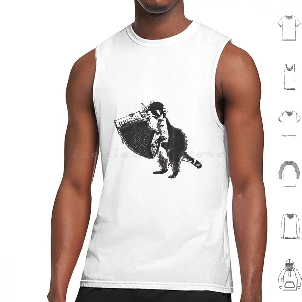 Raccoon Wielding Accordion Tank Tops Vest Sleeveless Raccoon Accordion Accordionist Animal Banksy Cute Graffiti Guardians